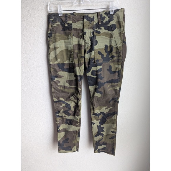 Nili Lotan camo pants size 2‎ Jenna cropped mid rise raw hem Fall Green $375 - Picture 4 of 11